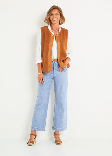 Veste sans manches tout douce en sherpa Caramel