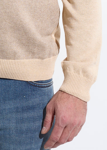 Pull col rond maille caviar coton Beige