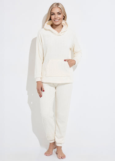 Pyjama chaud polaire avec haut sweat Blanc