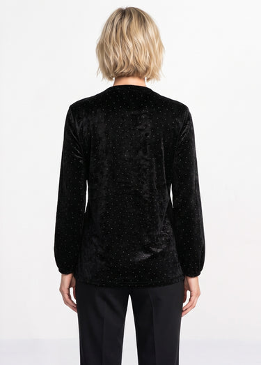 Tunique velours avec strass et col V Noir