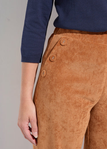 Pantalon large velours milleraies Camel