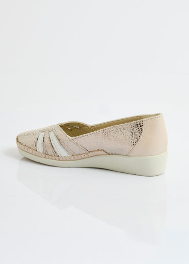 Mocassins compensés souples largeur confort cuir Taupe