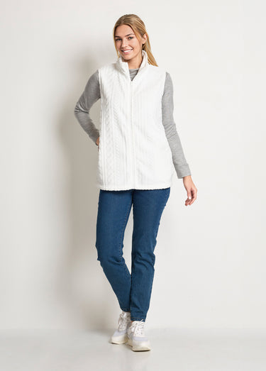 Gilet sans manches zippé polaire toucher peluche Blanc