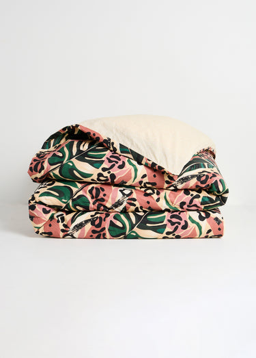Parure housse de couette coton, jungle Vert / Marron