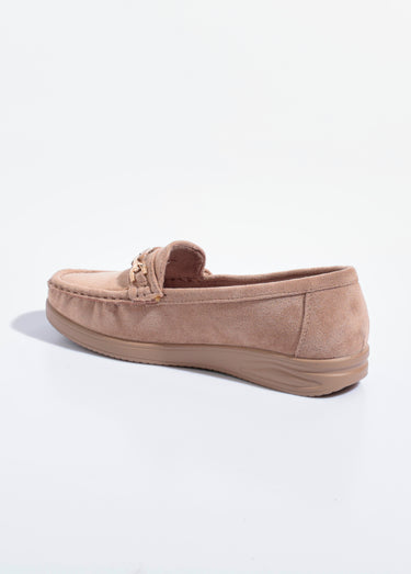 Mocassins compensés souples en suédine Beige