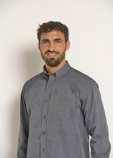 Chemise manches longues en coton Gris