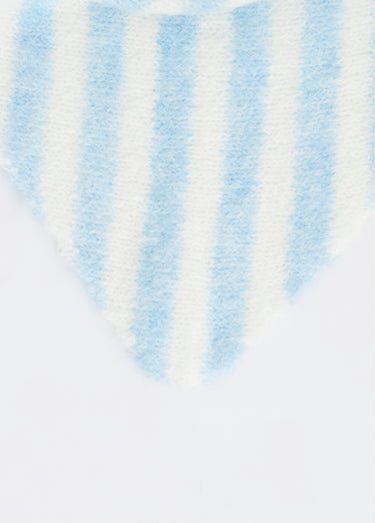 Echarpe triangle rayée, avec laine Bleu