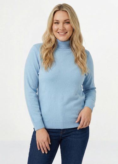 Pull doux col roulé manches longues Ciel
