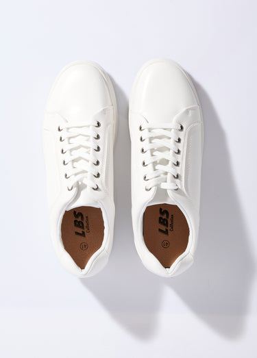Baskets style épuré avec lacets cirés Blanc
