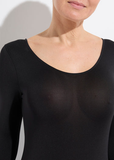 Body invisible microfibre manches longues Noir