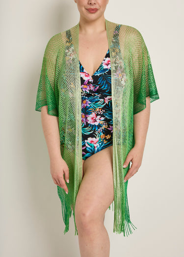 Robe de plage en maille multicolore Vert
