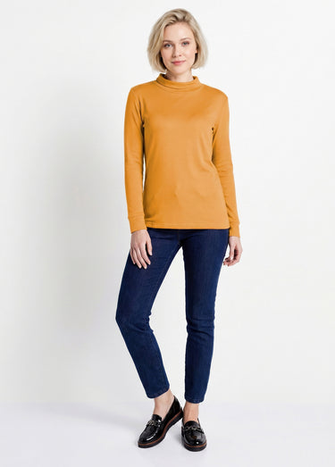 Sous-pull chaud col roulé maille interlock unie Miel