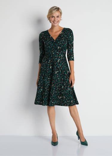 Robe courte cache-coeur en maille Imprime Vert