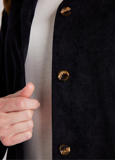 Veste surchemise velours milleraies col tailleur Noir