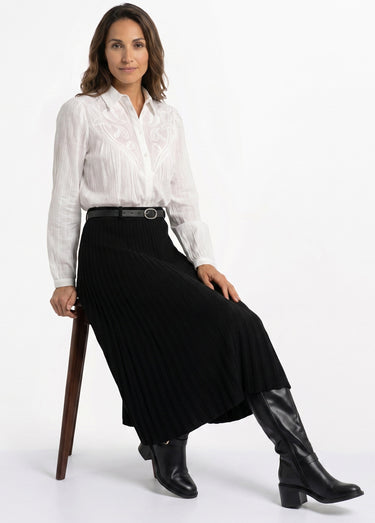 Jupe longue en maille lourde avec ceinture Noir
