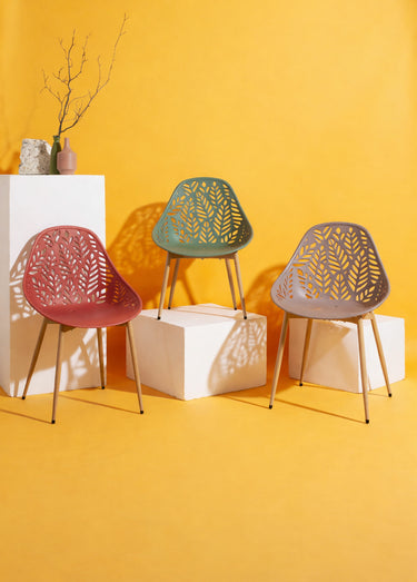 Chaises d'extérieur dossier feuilles Taupe