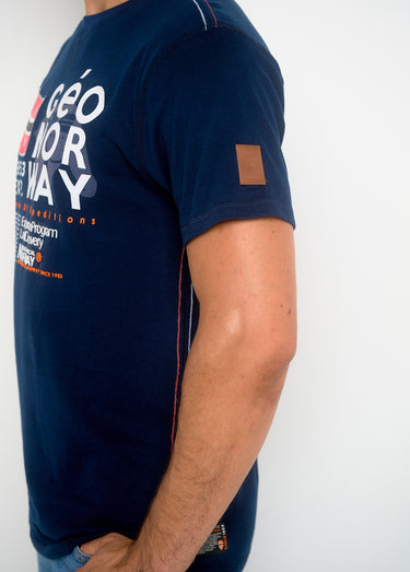 T-shirt homme col rond et inscriptions Marine