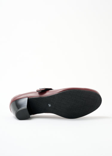 Escarpins largeur confort cuir à talon Bordeaux