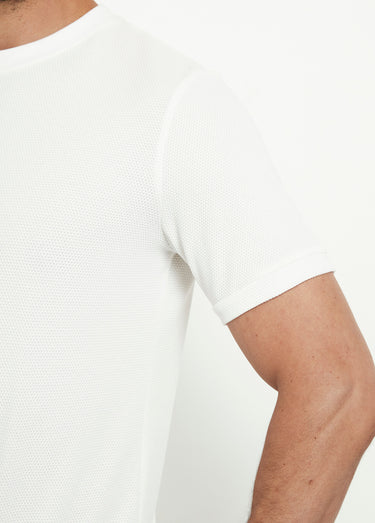 T-shirt col rond épais effet nid d'abeille Blanc