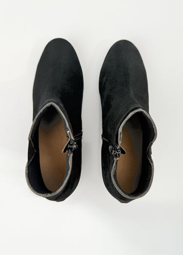 Low boots zippées largeur confort cuir Velours Noir