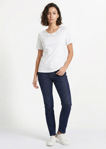 T-shirt jersey coton fantaisie cloutée Blanc