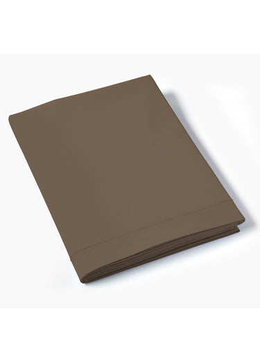 Drap plat percale de coton uni REPOS Taupe