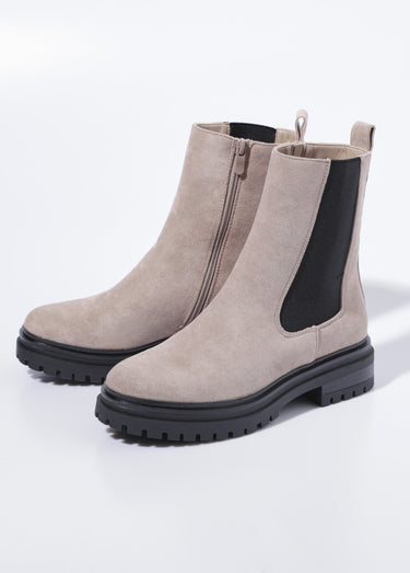 Boots Chelsea hautes semelle crantée Beige