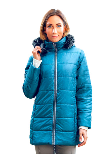 Parka matelassée avec capuche fourrure Bleue