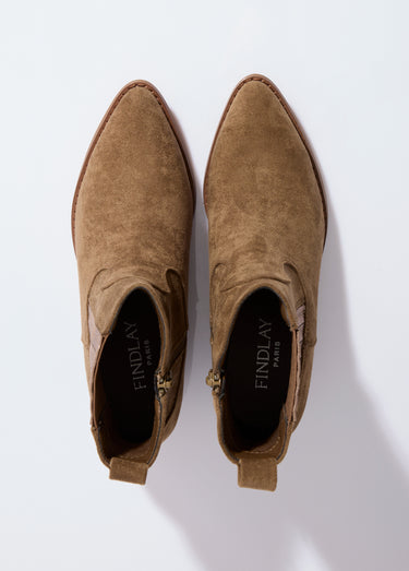 Boots western suédine détail métallisé Kaki