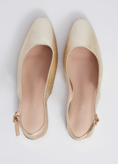 Ballerines bride slingback, bout amande Dore