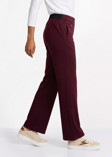 Pantalon droit taille semi élastiquée Uni Prune