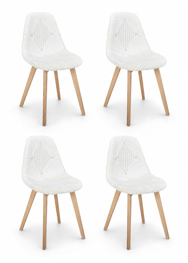 Set 4 Chaises assise patchwork clair Blanc patchwork
