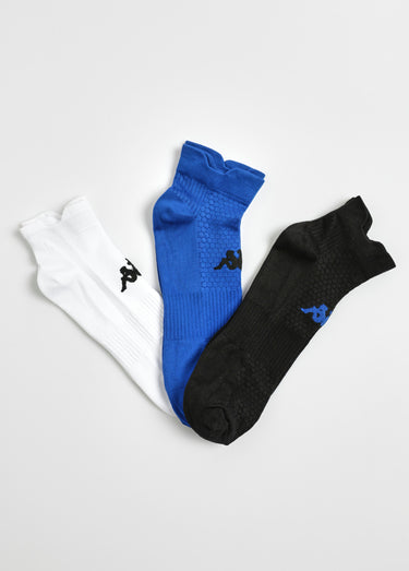 Lot de 3 Socquettes modèles variés Bleu/Noir/Blanc