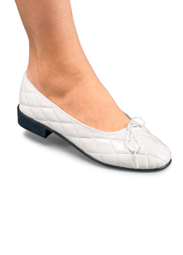Ballerines vegan largeur standard Blanc