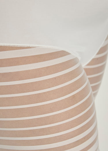 Shorty stretch taille haute tulle rayé Ivoire