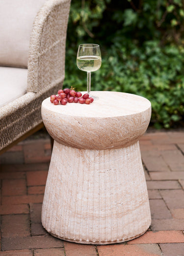 Table d'appoint aspect naturel rainuré Naturel