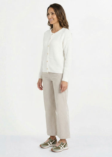 Gilet col rond en maille avec laine Blanc