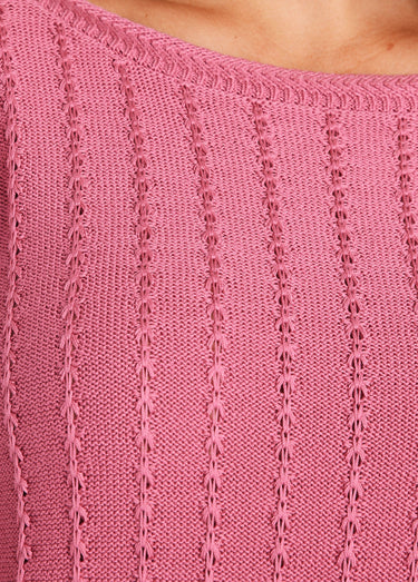 Pull col bateau manches 3/4 Rose