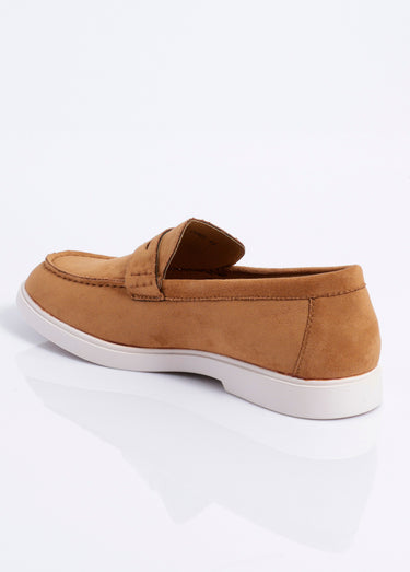 Mocassins en suédine, semelle contrastée Camel