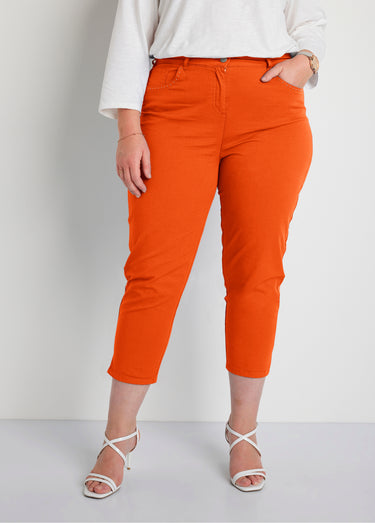 Pantacourt taille élastiquée 5 poches Orange