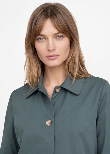Veste boite en coton, avec col claudine Vert Fonce