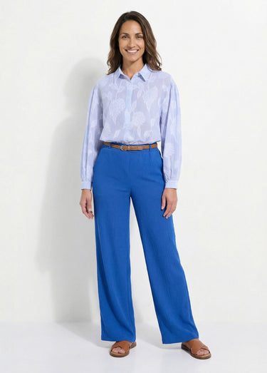 Pantalon taille élastiquée avec ceinture Bleu