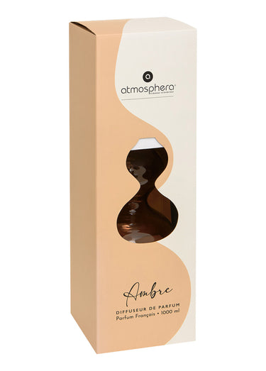 Diffuseur verre coloré + batonnets bois Ambre
