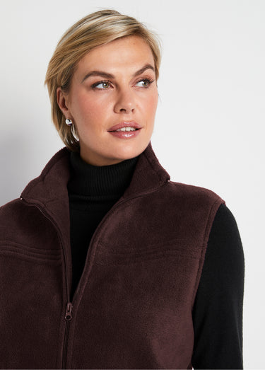 Blouson zippé sans manches polaire Marron