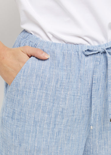 Pantalon tailleur rayé aspect irrégulier Bleu