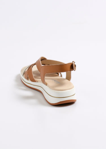Sandales multibrides compensées Camel