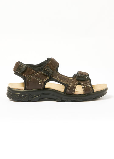 Sandales à scratchs confortables cuir Marron