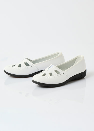 Mocassins cuir largeur confort élastiqué Blanc