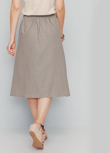 Jupe à panneaux en lin et viscose Vert