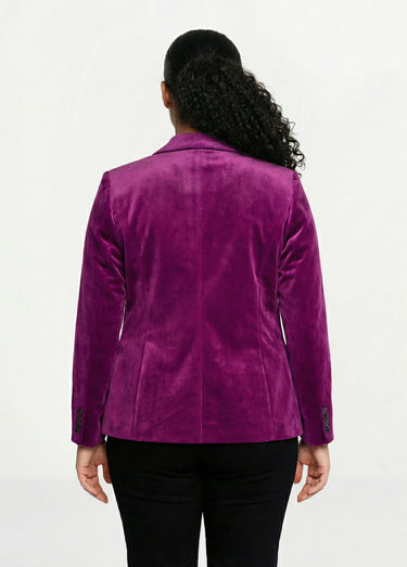 Veste blazer droite velours uni col tailleur Violet